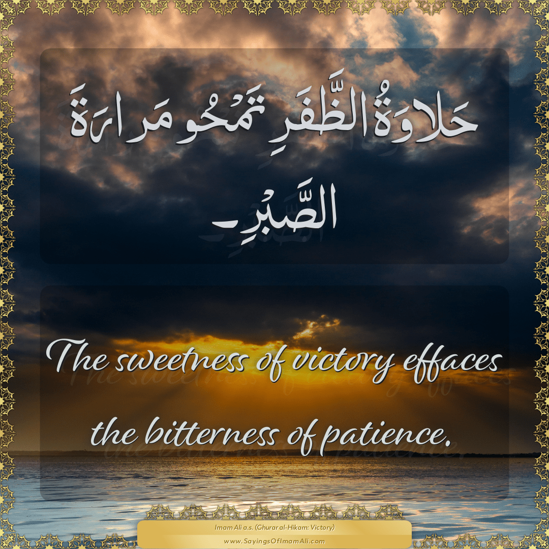 The sweetness of victory effaces the bitterness of patience.